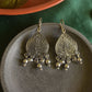 Oxidised Hook Drop Peacock  Carving  Tear Drop