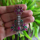 Oxidised Flower Stone Statement Stud -69A