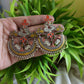 Oxidised Peacock Carving Enamel Chandbali-70C