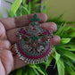 Oxidised Peacock Carving Enamel Chandbali-70D