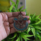 Oxidised Peacock Carving Enamel Chandbali-70E