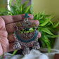 Oxidised Peacock Carving Enamel Chandbali With Jhumka-71F