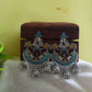 Oxidised Peacock Carving Enamel Chandbali With Jhumka-71F