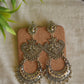 Oxidised Peacock Stud Twin Peacock  Carving   Chandbali -73C