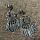 Oxidised Lotus Stud With Multiple Feathers   Chandbali