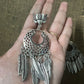 Oxidised Lotus Stud With Multiple Feathers   Chandbali