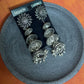 Oxidised Flower Stud With Layered Jhumka Long