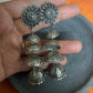 Oxidised Flower Stud With Layered Jhumka Long