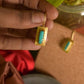 Gold finish Hook Drop Square Stud -111F