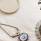 Silver Finish Chain with hand painted lotus pendant - 18 B