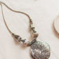 Silver Finish Chain jumbo  Flower  carving pendant