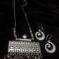 Silver Finish Chain   rectangle  pendant with muthu hangings