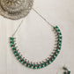 Silver Finish peacock sequence Stone Necklace  -29A