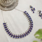 Silver Finish peacock sequence Stone Necklace  -29B