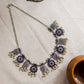 Silver Finish Flower  & mango motifs  sequence  necklace -39A