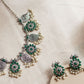 Silver Finish Flower  & mango motifs  sequence  necklace -39B