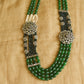 Silver Finish Layared haaram with  Beads ,flower mugappu -41A