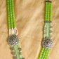 Silver Finish Layared haaram with  Beads ,flower mugappu -41B