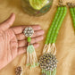 Silver Finish Layared haaram with  Beads ,flower mugappu -41B