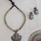 Silver finish Cluster type thushi necklace -42B