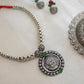 Silver finish Cluster beads with  Durga  pendant