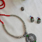Silver finish Cluster beads with  Durga  pendant