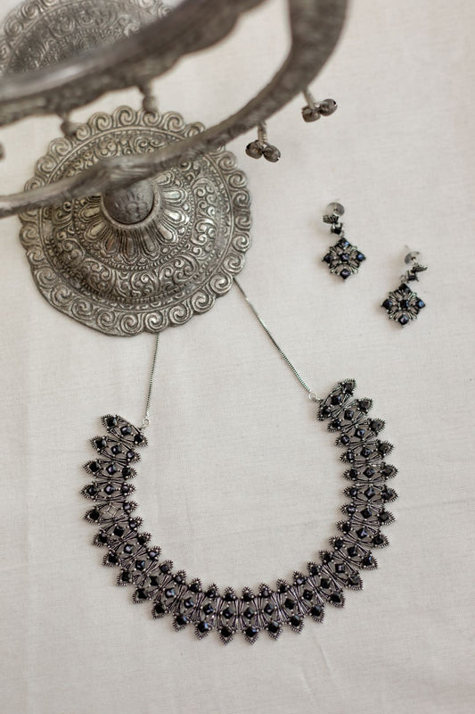 Silver Finish 3 layered  Geometry Necklace -44B