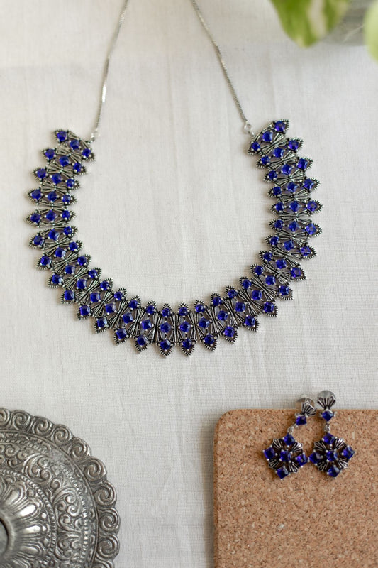 Silver Finish 3 layered  Geometry Necklace -44 C