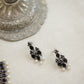 Silver Finish Sequnce  oval stone necklace with stud -  (Model 1)