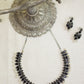 Silver Finish Sequnce  oval stone necklace with stud -  (Model 1)