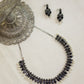Silver Finish Sequnce  oval stone necklace with stud -  (Model 1)