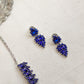 Silver Finish Sequnce  oval stone necklace with stud -(Model 2)