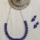Silver Finish Sequnce  oval stone necklace with stud -(Model 2)
