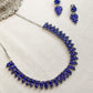 Silver Finish Sequnce  oval stone necklace with stud -(Model 2)