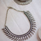 Silver Finish Spike Kolhapuri Necklace  Model 4 with stud