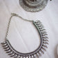 Silver Finish Spike Kolhapuri Necklace  Model 4 with stud