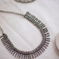 Silver Finish tiny mango motifs with spikes droplets  - Mini Kolhapuri Necklace