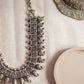 Silver Finish lotus & mango motifs with Mango droplets  - Kolhapuri Necklace