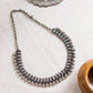 Silver Finish Half   Peacock sequence Necklace with round beads - Kolhapuri Necklace