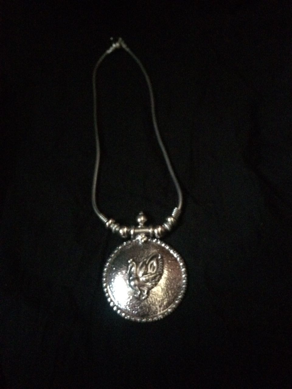 Silver Finish Chain  with  peacock chakri  pendant