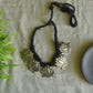 Silver finish -Black thread with 5 jhumbo lotus pendant  necklace