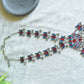 Silver finish Enamel lotus  haaraam with lotus pendant- red & blue