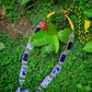 Silver Finish  long rectangle  haaram enamel with jumbo pendant - Navy blue
