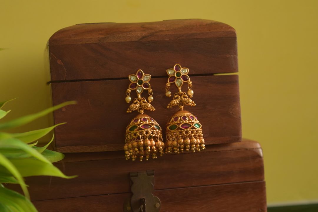 Coin adukku with Lakshmi & Peacock mugappu with Jhumka