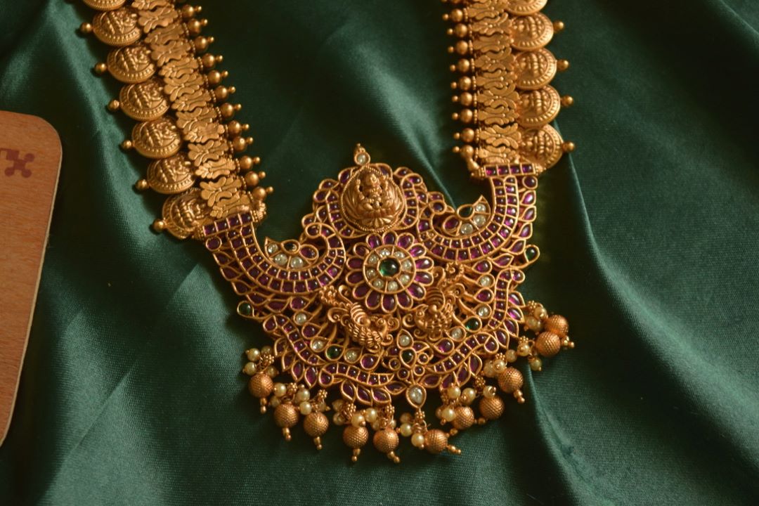 Coin adukku with Lakshmi & Peacock mugappu with Jhumka