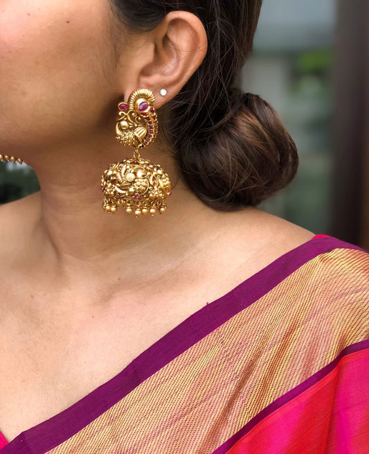 Matte finish - Statement Peacock Jhumka