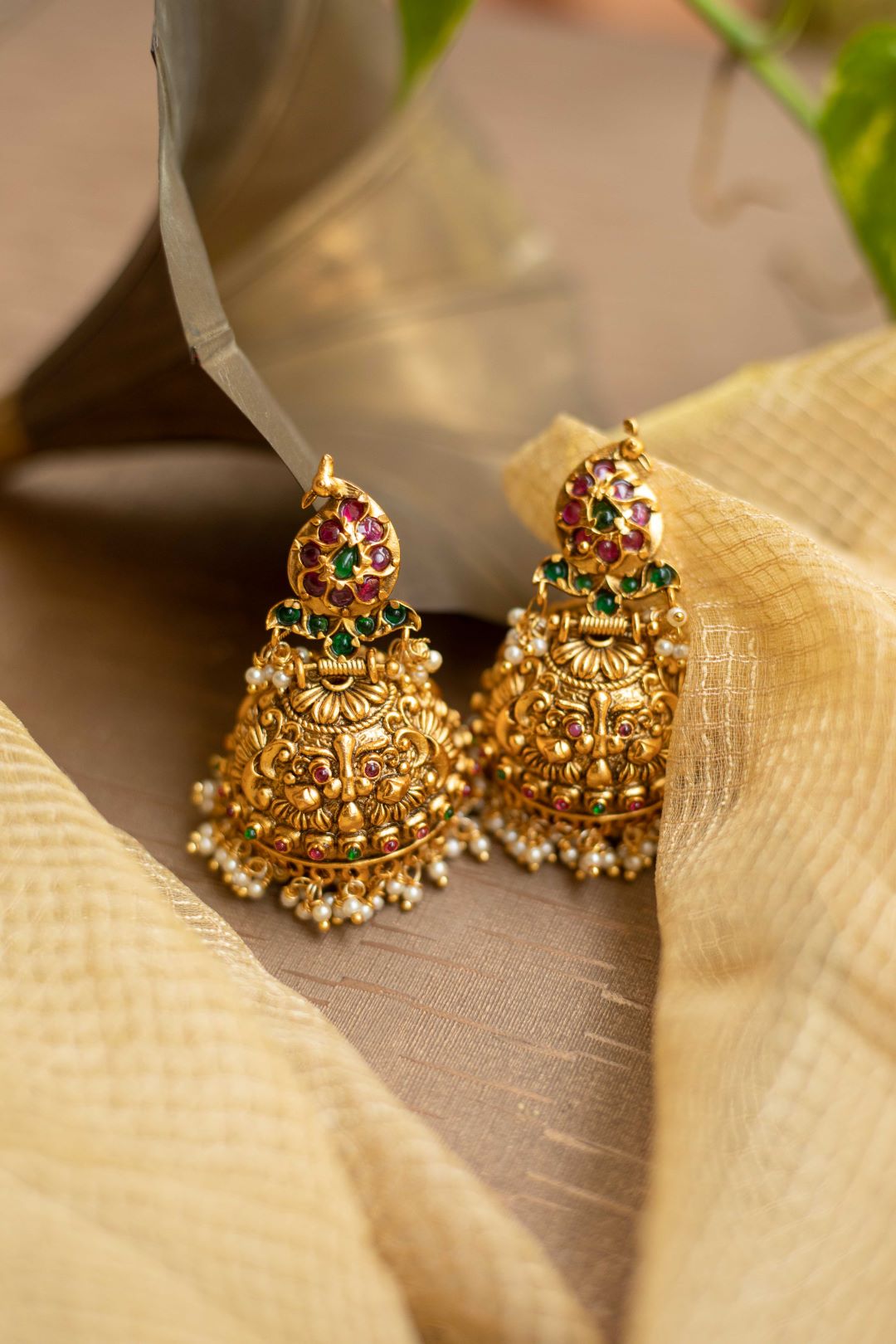 Matte finish - Mango & Peacock Jhumka