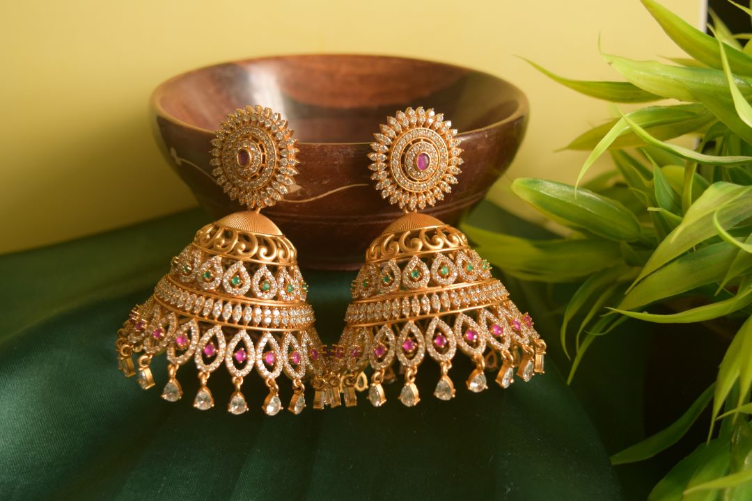 Matte finish -Statement flower jhumka (Jumbo Size) 10B