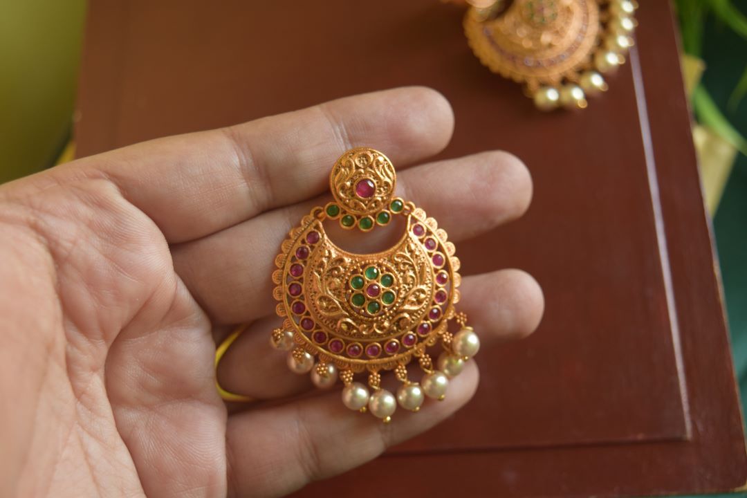 Matte finish-  chandbali model With Pearls -26B