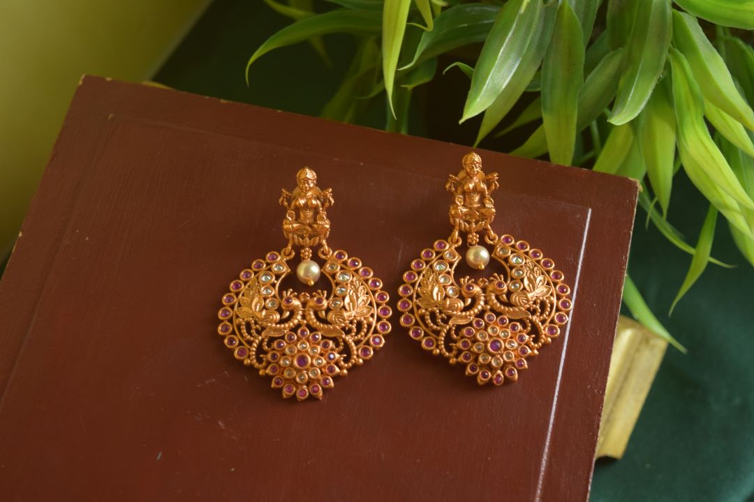 Matte finish- lakshmi & peacock chandbali-33A